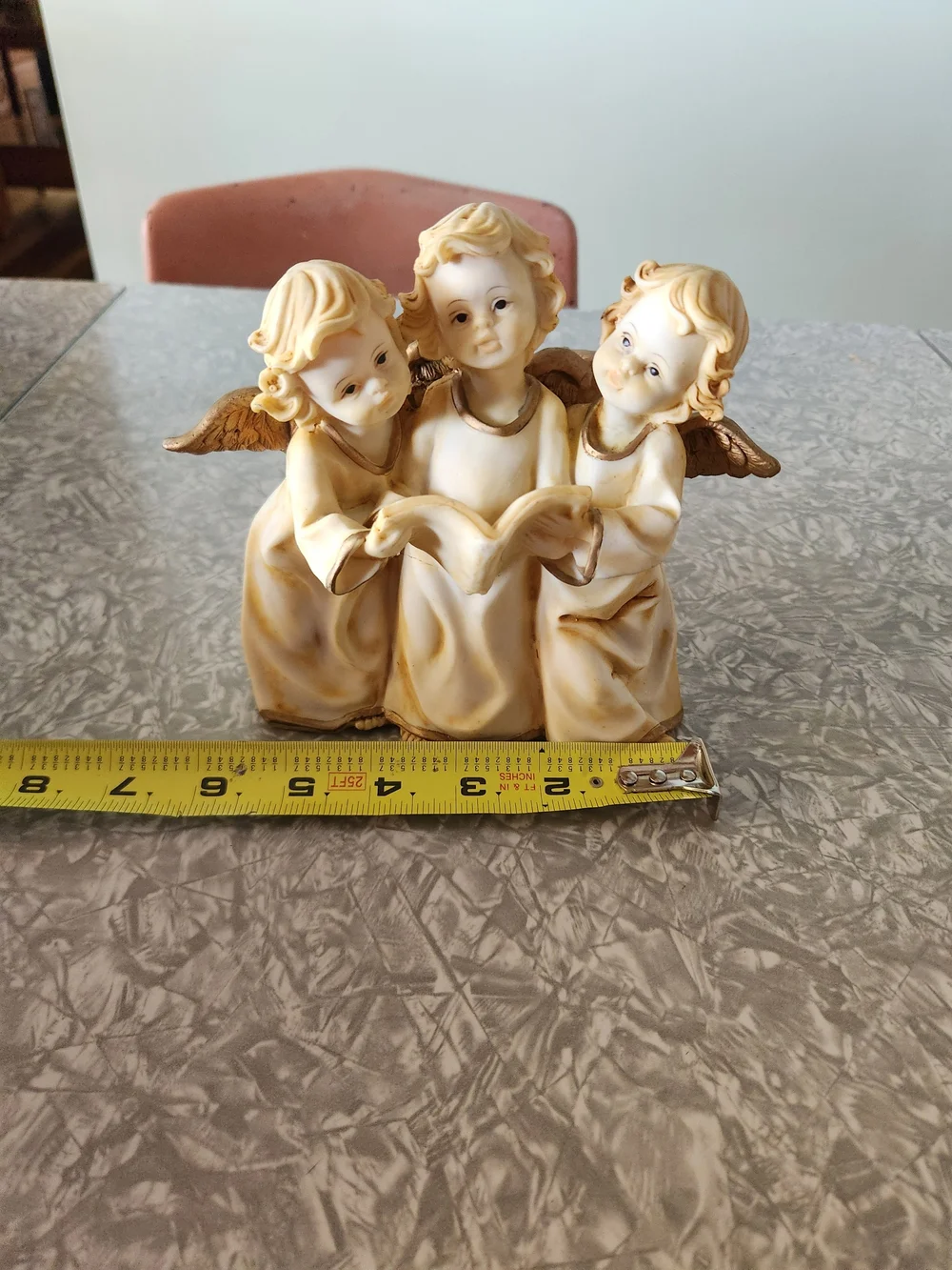 Source Unknown Cream and Gold Angel Carolers Trio Figurine
